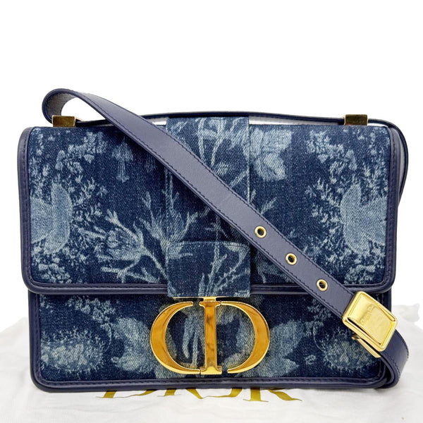 CHRISTIAN DIOR Montaigne 30 Flowers Print Denim Shoulder Bag Blue