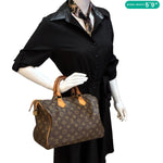 LOUIS VUITTON Speedy 30 Monogram Canvas Satchel Bag Brown
