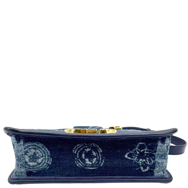 CHRISTIAN DIOR Montaigne 30 Flowers Print Denim Shoulder Bag Blue