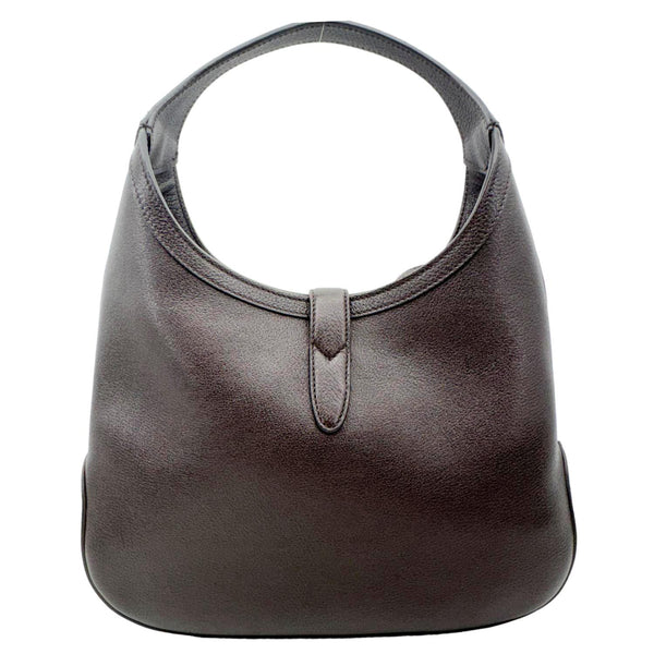 GUCCI Jackie Medium Web Soft Grain Leather Hobo Bag Brown 365458