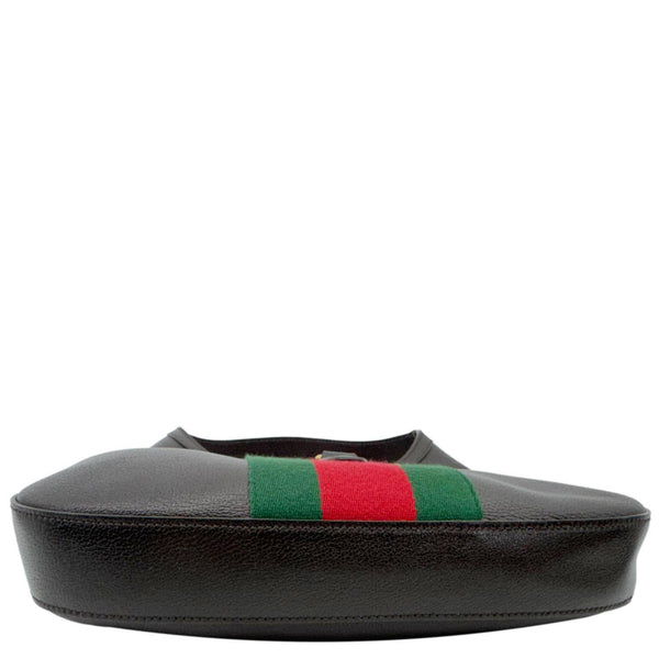 GUCCI Jackie Medium Web Soft Grain Leather Hobo Bag Brown 365458