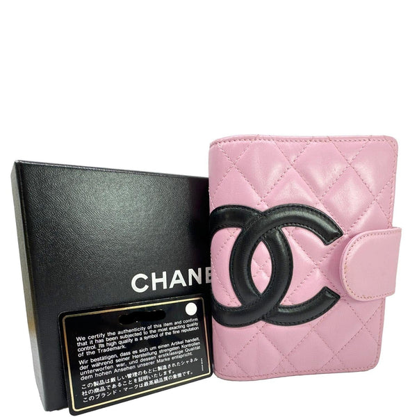 CHANEL Cambon Small Quilted Calfskin Leather Agenda Planner Pink
