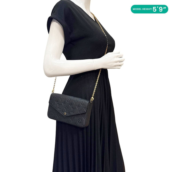 LOUIS VUITTON Felicie Pochette Monogram Empreinte Crossbody Bag Black