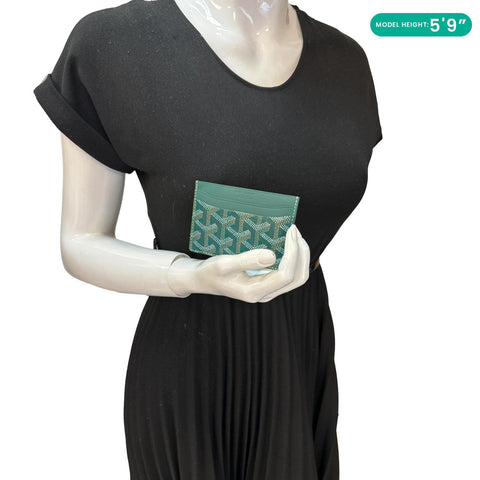 GOYARD Saint Sulpice Chevron Coated Canvas Card Holder Green