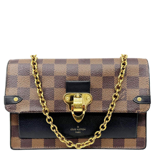 LOUIS VUITTON Vavin PM Damier Ebene Chain Crossbody Bag Black