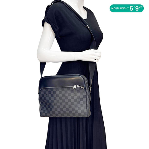 LOUIS VUITTON Dayton Reporter PM Damier Graphite Crossbody Bag Black