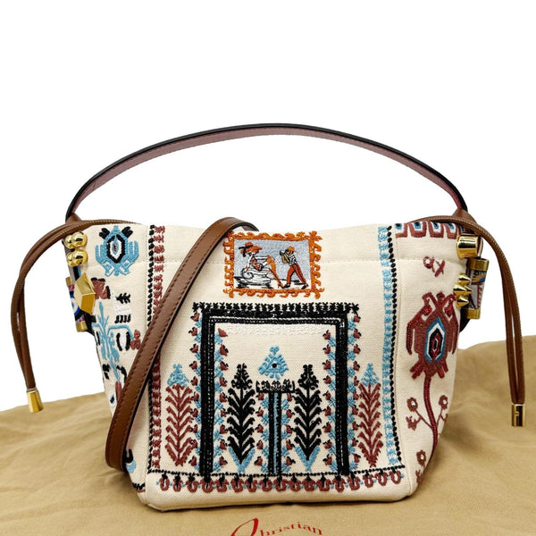 CHRISTIAN LOUBOUTIN Greekaba Embroidered Canvas Crossbody Bag Multicolor