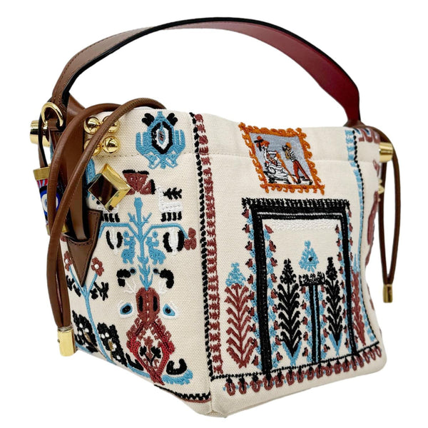 CHRISTIAN LOUBOUTIN Greekaba Embroidered Canvas Crossbody Bag Multicolor