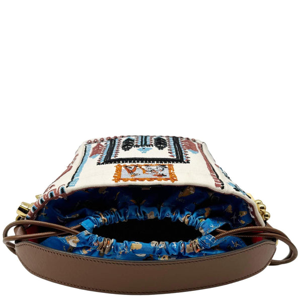 CHRISTIAN LOUBOUTIN Greekaba Embroidered Canvas Crossbody Bag Multicolor