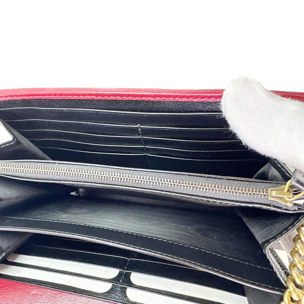 GUCCI Torchon Marmont Vintage Effect Leather Chain Wallet Black 578807