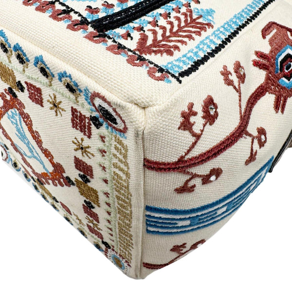 CHRISTIAN LOUBOUTIN Greekaba Embroidered Canvas Crossbody Bag Multicolor