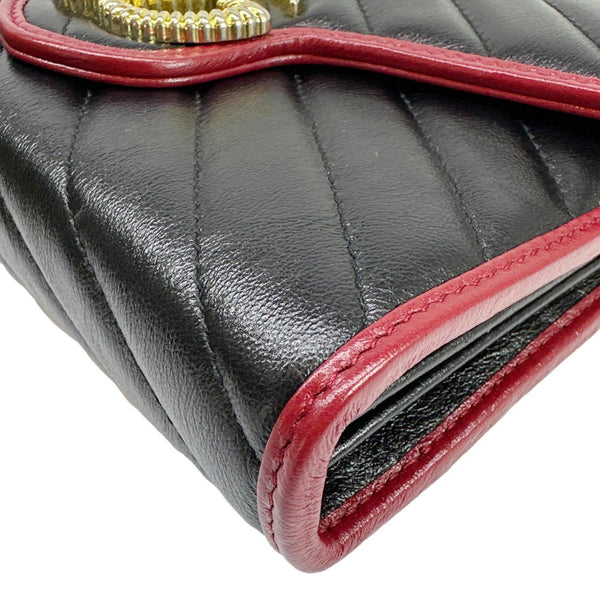 GUCCI Torchon Marmont Vintage Effect Leather Chain Wallet Black 578807