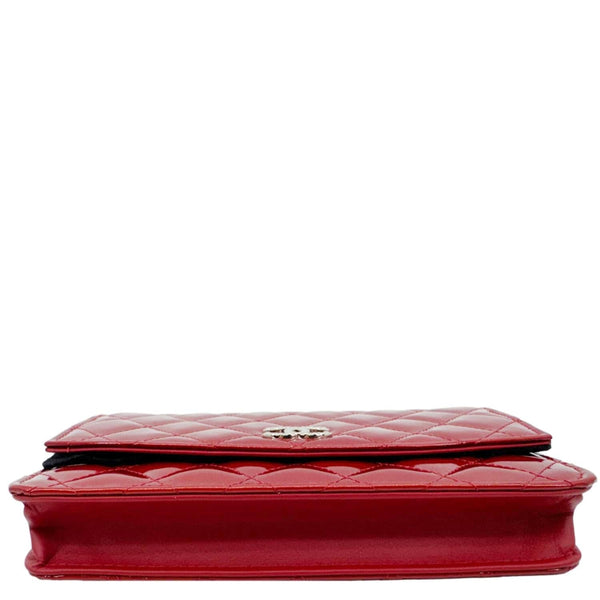 CHANEL Brilliant WOC Quilted Patent Leather Crossbody Bag Red