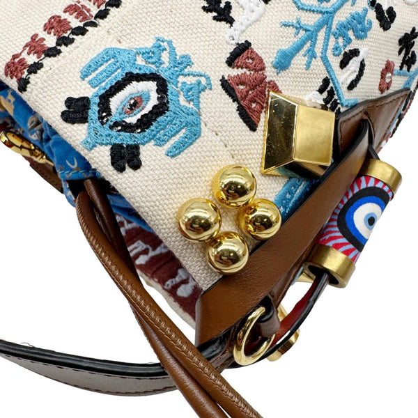 CHRISTIAN LOUBOUTIN Greekaba Embroidered Canvas Crossbody Bag Multicolor