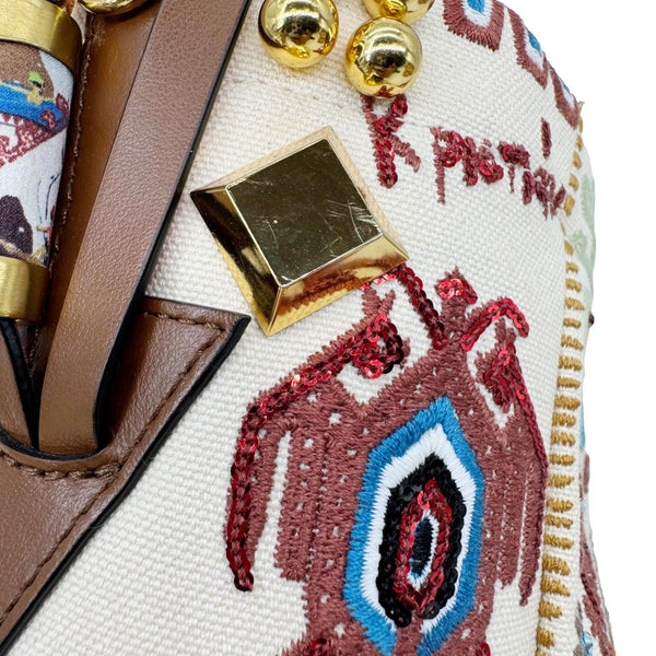 CHRISTIAN LOUBOUTIN Greekaba Embroidered Canvas Crossbody Bag Multicolor