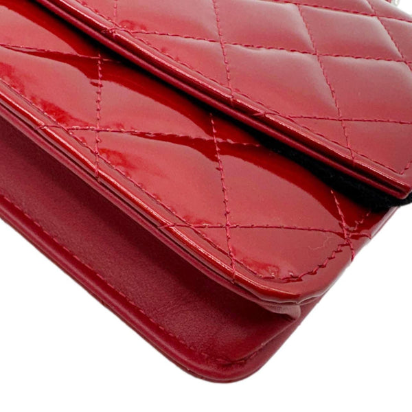 CHANEL Brilliant WOC Quilted Patent Leather Crossbody Bag Red