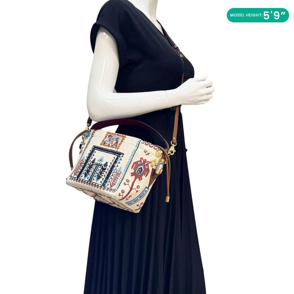 CHRISTIAN LOUBOUTIN Greekaba Embroidered Canvas Crossbody Bag Multicolor