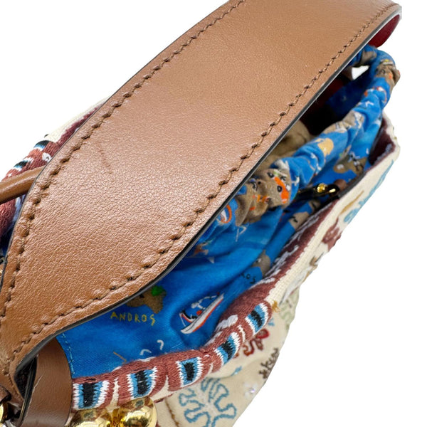 CHRISTIAN LOUBOUTIN Greekaba Embroidered Canvas Crossbody Bag Multicolor
