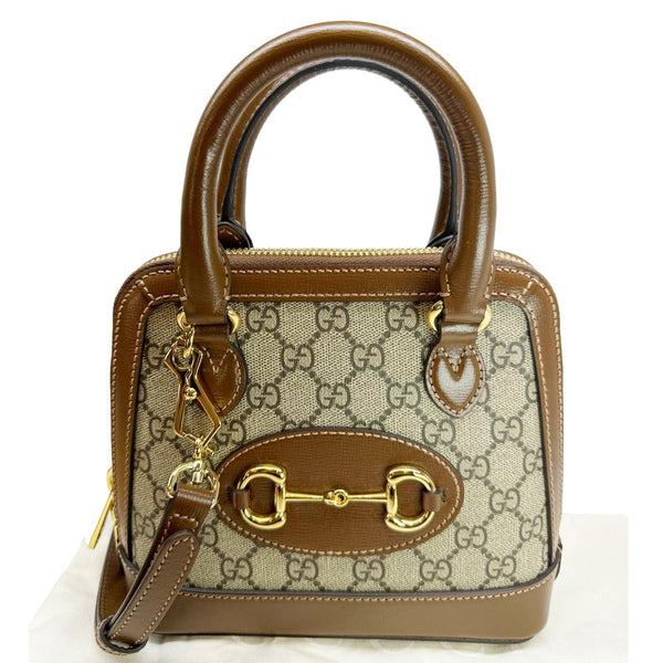 GUCCI Horsebit 1955 Mini GG Supreme Canvas Crossbody Bag Beige 640716
