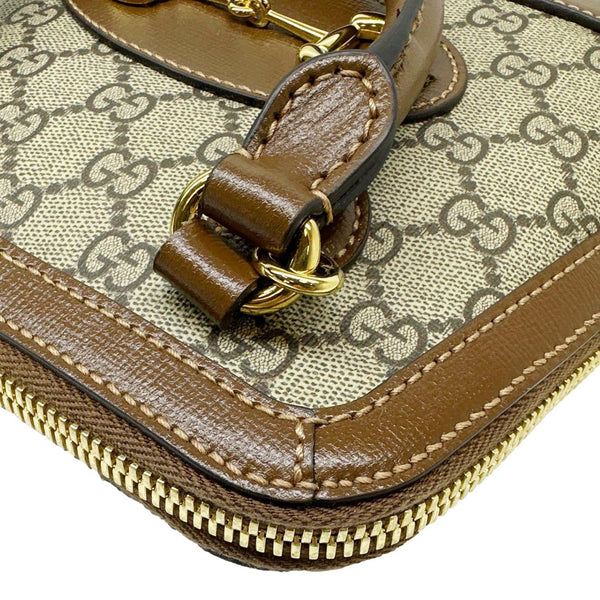 GUCCI Horsebit 1955 Mini GG Supreme Canvas Crossbody Bag Beige 640716