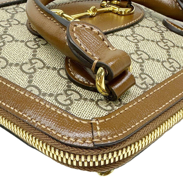 GUCCI Horsebit 1955 Mini GG Supreme Canvas Crossbody Bag Beige 640716