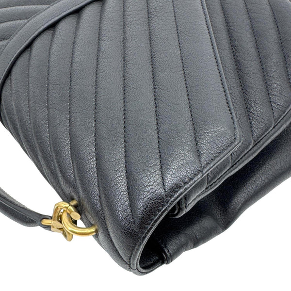 YVES SAINT LAURENT College Large Monogram Chevron Leather Crossbody Bag Black