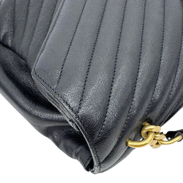 YVES SAINT LAURENT College Large Monogram Chevron Leather Crossbody Bag Black