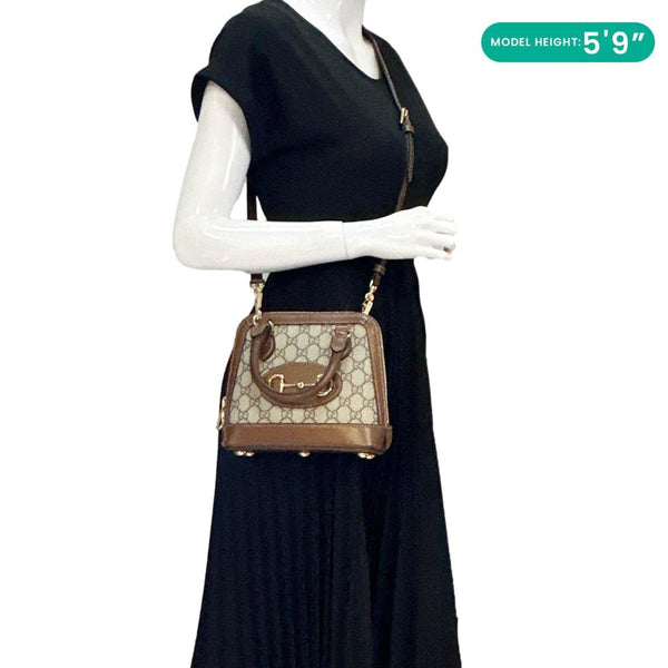 GUCCI Horsebit 1955 Mini GG Supreme Canvas Crossbody Bag Beige 640716