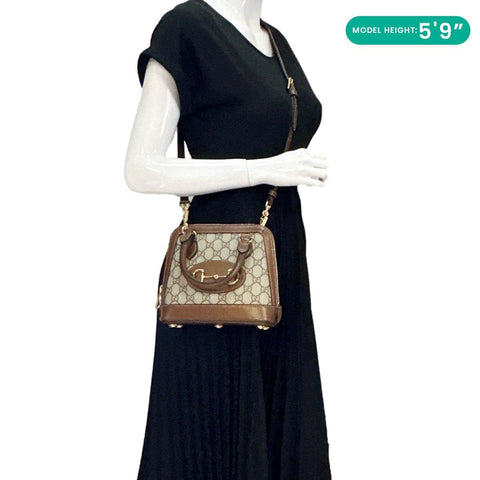 GUCCI Horsebit 1955 Mini GG Supreme Canvas Crossbody Bag Beige 640716