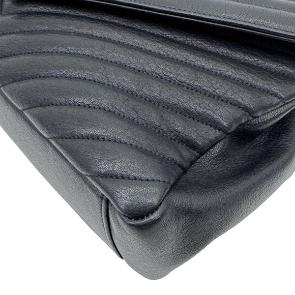 YVES SAINT LAURENT College Large Monogram Chevron Leather Crossbody Bag Black