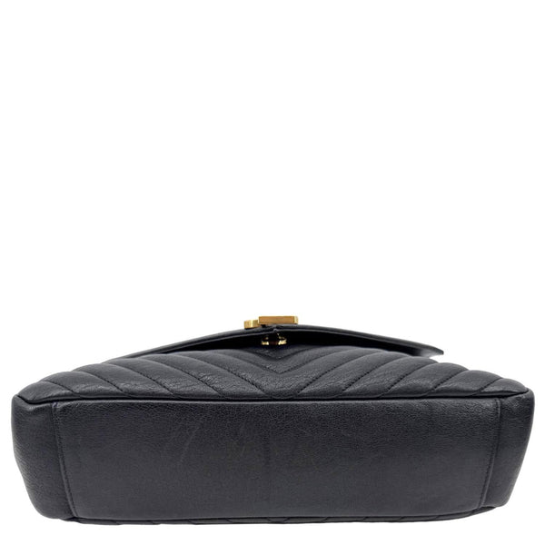 YVES SAINT LAURENT College Large Monogram Chevron Leather Crossbody Bag Black