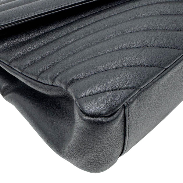 YVES SAINT LAURENT College Large Monogram Chevron Leather Crossbody Bag Black
