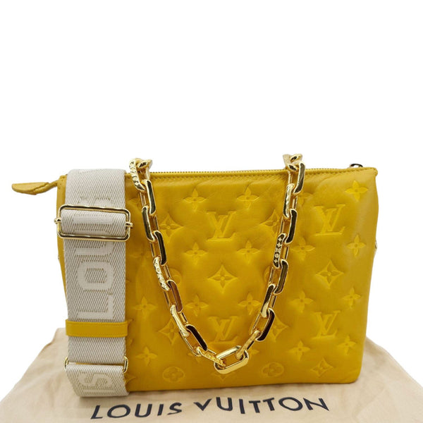 LOUIS VUITTON Coussin Monogram Embossed Leather Crossbody Bag Yellow