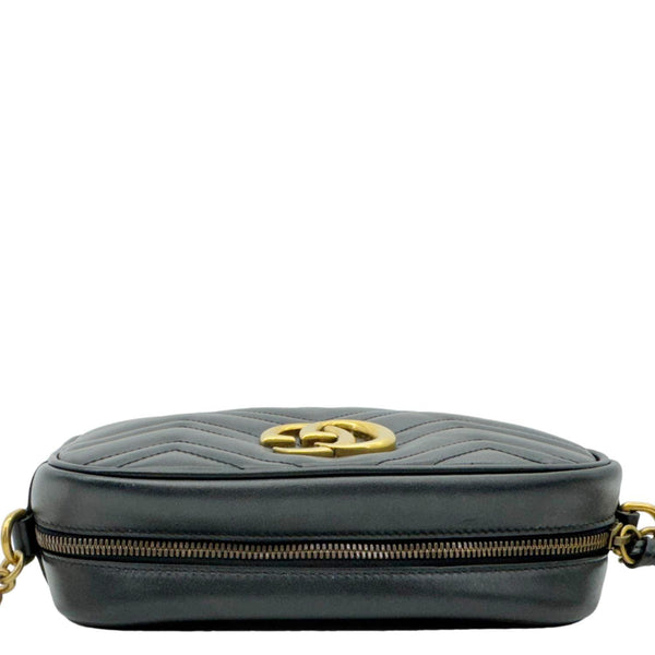 GUCCI GG Marmont Small Matelasse Chevron Leather Camera Bag Black 447632