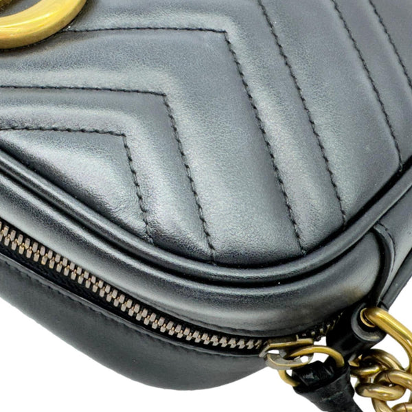 GUCCI GG Marmont Small Matelasse Chevron Leather Camera Bag Black 447632