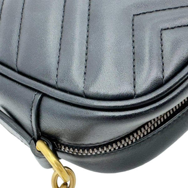 GUCCI GG Marmont Small Matelasse Chevron Leather Camera Bag Black 447632