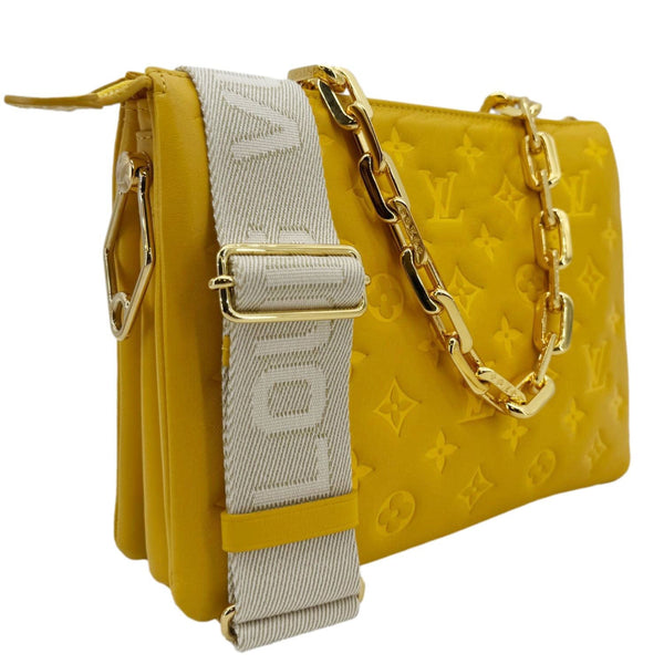 LOUIS VUITTON Coussin Monogram Embossed Leather Crossbody Bag Yellow