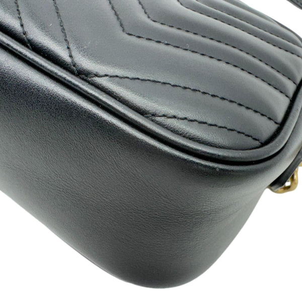 GUCCI GG Marmont Small Matelasse Chevron Leather Camera Bag Black 447632