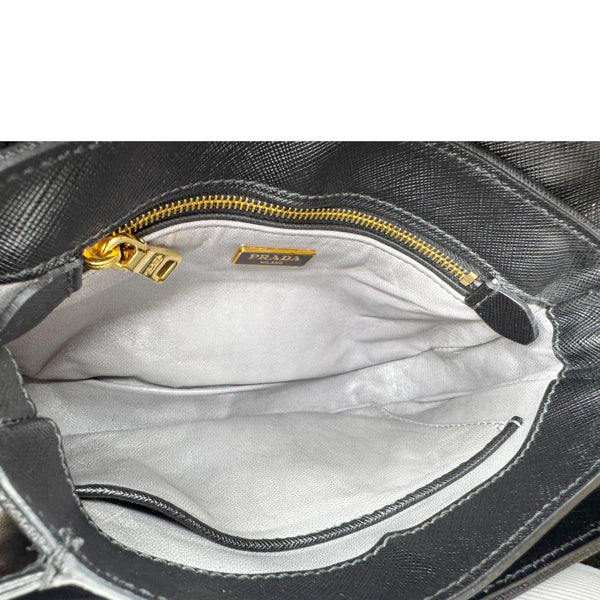 PRADA Sound Mini Saffiano Leather Crossbody Bag Black