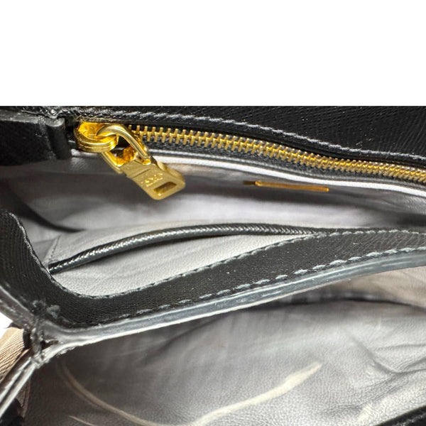 PRADA Sound Mini Saffiano Leather Crossbody Bag Black