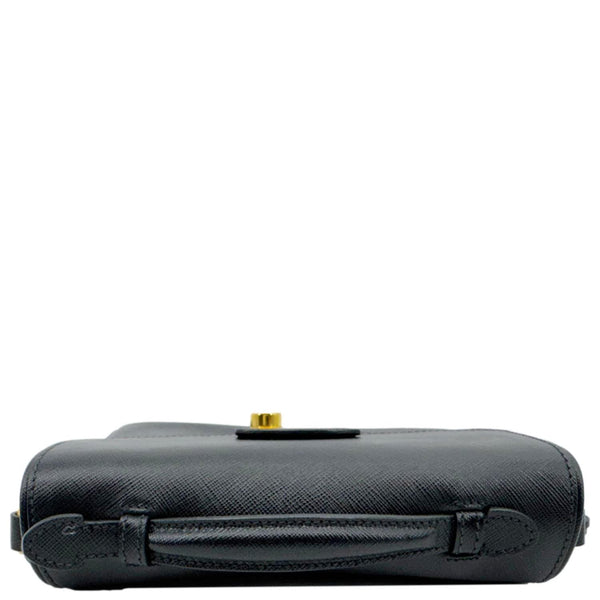 PRADA Sound Mini Saffiano Leather Crossbody Bag Black
