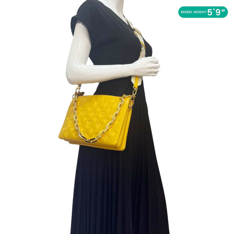 LOUIS VUITTON Coussin Monogram Embossed Leather Crossbody Bag Yellow