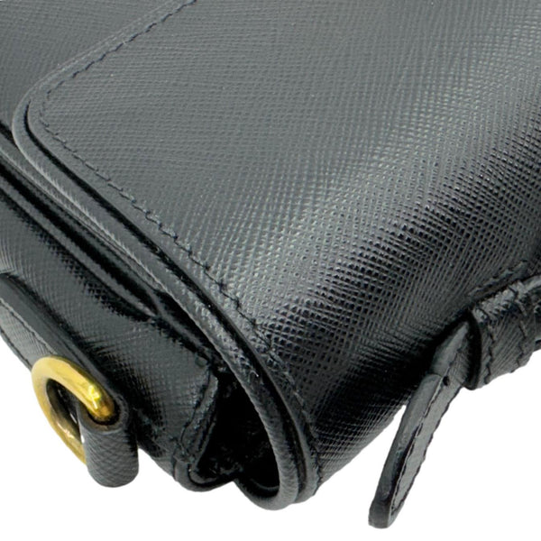 PRADA Sound Mini Saffiano Leather Crossbody Bag Black