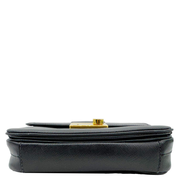 PRADA Sound Mini Saffiano Leather Crossbody Bag Black