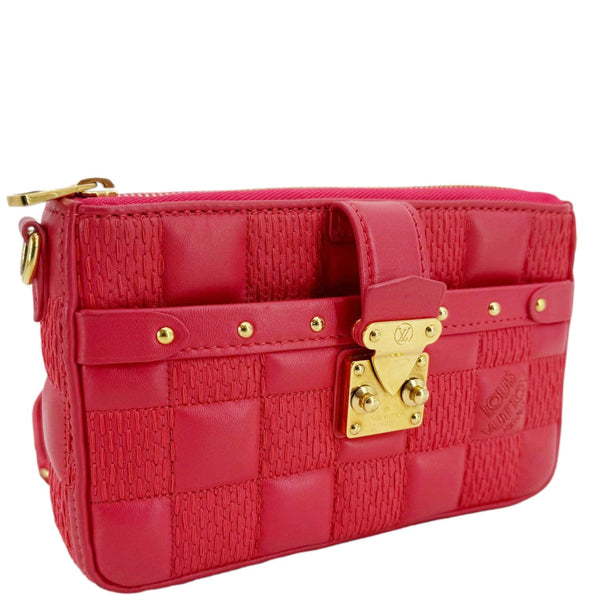 LOUIS VUITTON Troca PM Damier Lambskin Leather Shoulder Bag Pink