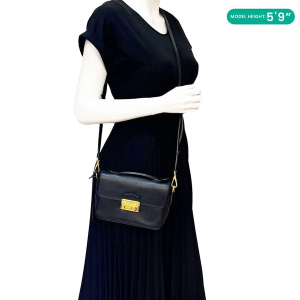 PRADA Sound Mini Saffiano Leather Crossbody Bag Black