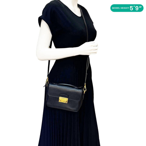 PRADA Sound Mini Saffiano Leather Crossbody Bag Black