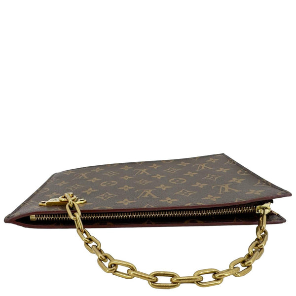 LOUIS VUITTON Legacy Monogram Canvas Chain Clutch Brown