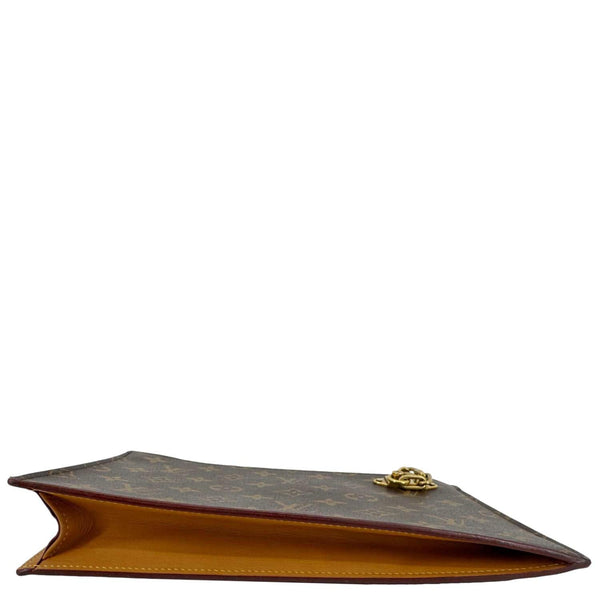 LOUIS VUITTON Legacy Monogram Canvas Chain Clutch Brown