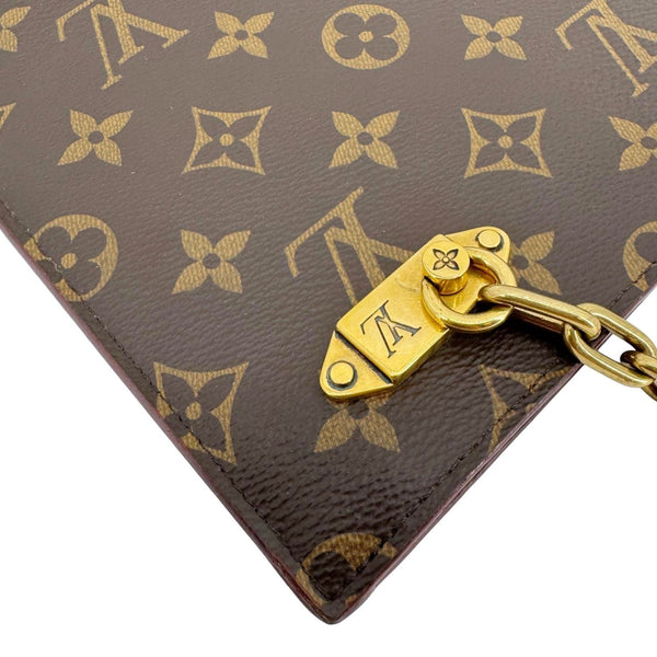 LOUIS VUITTON Legacy Monogram Canvas Chain Clutch Brown